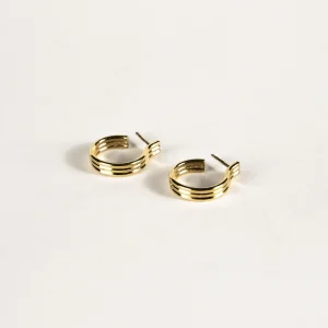 SarahBijoux Small Triplet Gold Vermeil Hoops