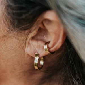 SarahBijoux Small Triplet Gold Vermeil Hoops